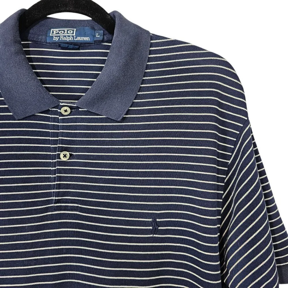 Polo Ralph Lauren Striped Custom Slim Fit Blue And White Polo Shirt